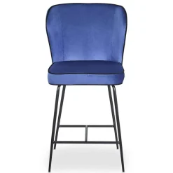 3S. x Home Chaise de bar ELSA Velours Bleu Discount