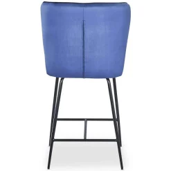 3S. x Home Chaise de bar ELSA Velours Bleu Discount