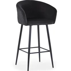3S. x Home Chaise de bar Velours VENUS Noir New