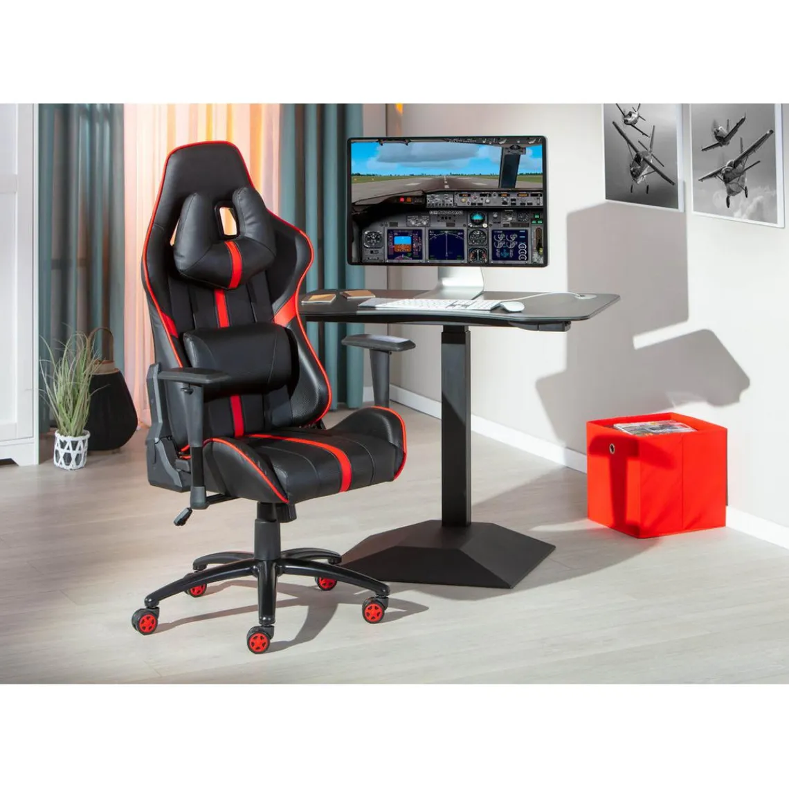 3S. x Home Chaise de bureau RATO RED Noir Rouge Sale
