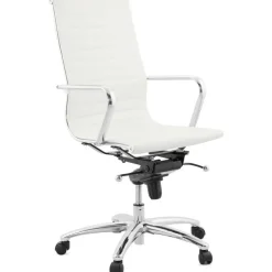 3S. x Home Chaise de Bureau blanc et chromé CHARMO New