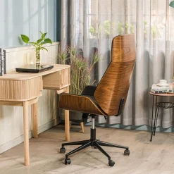Nordlys Chaise de Bureau Design Reglable en Bois Noir Discount