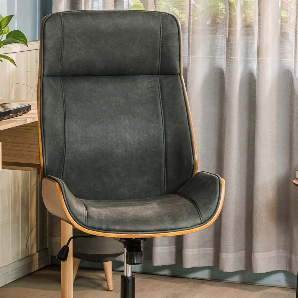 Nordlys Chaise de Bureau Design Reglable en Bois Noir Discount