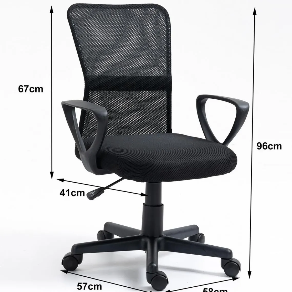 3S. x Home Chaise de bureau ergonomique réglable Noir Best