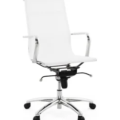 ALTEREGO Chaise de bureau Pivotante Blanc et Acier OBLIMO New