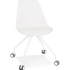 ALTEREGO Chaise de bureau sur roulettes 'SKIN' blanche avec structure en métal blanc Best