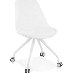 ALTEREGO Chaise de bureau sur roulettes 'STEF' en tissu bouclé et métal blanc Best