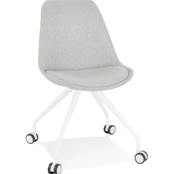 ALTEREGO Chaise de bureau sur roulettes 'SNAP' en tissu gris structure en métal blanc Best