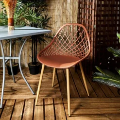 3S. x Home Chaise de Jardin Croisillons Terracotta Orange