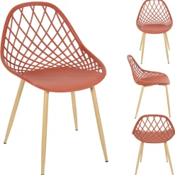 3S. x Home Chaise de Jardin Croisillons Terracotta Orange