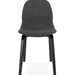 ALTEREGO Chaise de salle à manger 'CELTIK' en tissu gris et pieds en bois noir Outlet