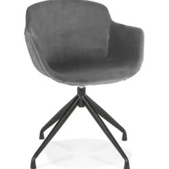 ALTEREGO Chaise design avec accoudoirs 'GRAPIN' en velours gris