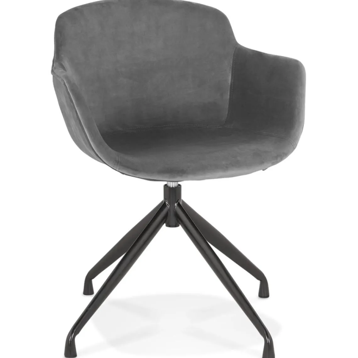 ALTEREGO Chaise design avec accoudoirs 'GRAPIN' en velours gris