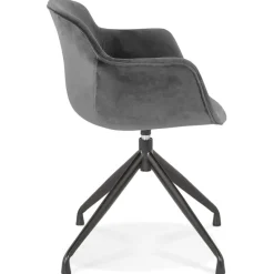 ALTEREGO Chaise design avec accoudoirs 'GRAPIN' en velours gris