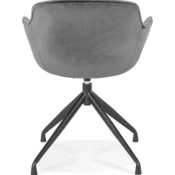 ALTEREGO Chaise design avec accoudoirs 'GRAPIN' en velours gris