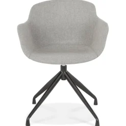 ALTEREGO Chaise design avec accoudoirs 'SWAN' en tissu gris Sale