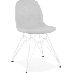 ALTEREGO Chaise design 'DECLIK' grise claire avec pieds en métal blanc Hot