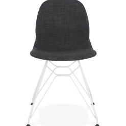 ALTEREGO Chaise design 'DECLIK' gris foncé avec pieds en métal blanc Clearance