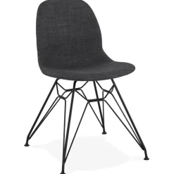 ALTEREGO Chaise design 'DECLIK' gris foncé avec pieds en métal noir Discount
