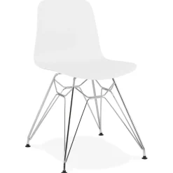 ALTEREGO Chaise design 'GAUDY' blanche avec pied en métal chromé Sale