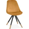 ALTEREGO Chaise design 'HAMILTON' en velours moutarde et pieds en bois noir Best