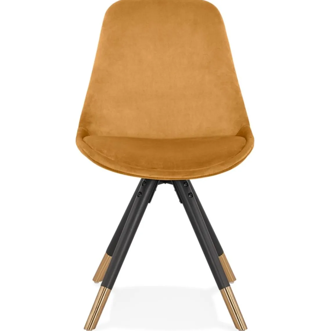 ALTEREGO Chaise design 'HAMILTON' en velours moutarde et pieds en bois noir Best