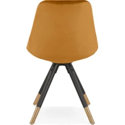 ALTEREGO Chaise design 'HAMILTON' en velours moutarde et pieds en bois noir Best