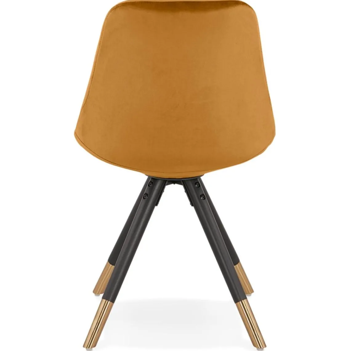 ALTEREGO Chaise design 'HAMILTON' en velours moutarde et pieds en bois noir Best