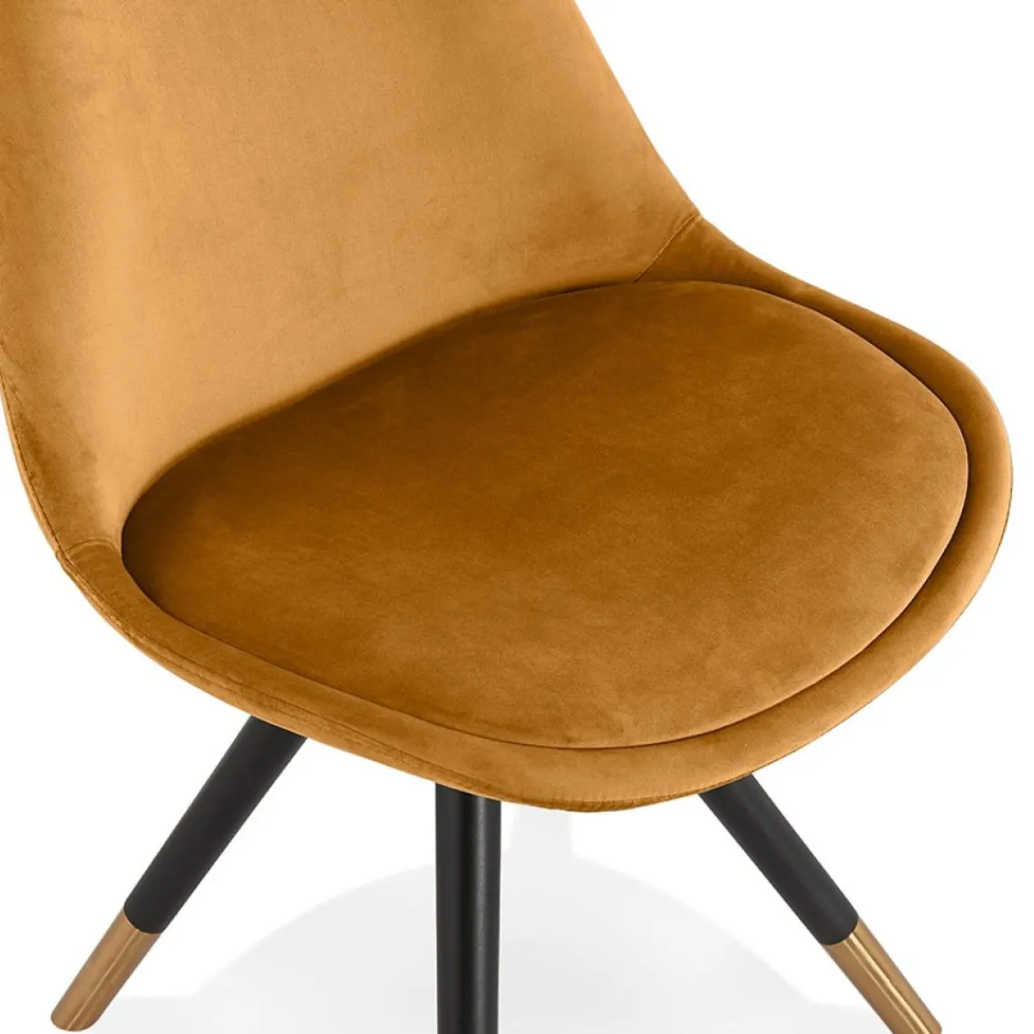 ALTEREGO Chaise design 'HAMILTON' en velours moutarde et pieds en bois noir Best