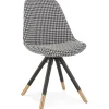 ALTEREGO Chaise design 'HAMILTON' en tissu pied de poule et pieds en bois noir Discount