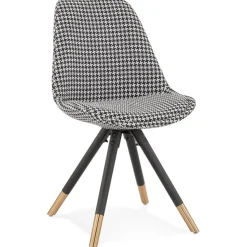 ALTEREGO Chaise design 'HAMILTON' en tissu pied de poule et pieds en bois noir Discount