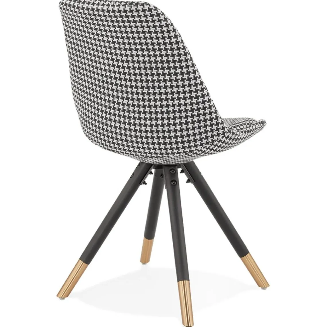 ALTEREGO Chaise design 'HAMILTON' en tissu pied de poule et pieds en bois noir Discount