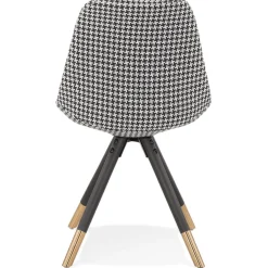 ALTEREGO Chaise design 'HAMILTON' en tissu pied de poule et pieds en bois noir Discount