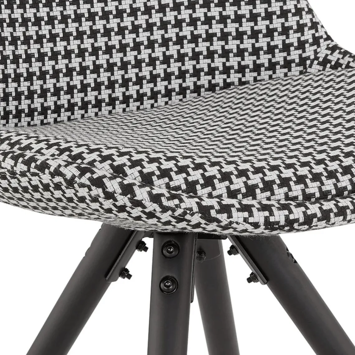ALTEREGO Chaise design 'HAMILTON' en tissu pied de poule et pieds en bois noir Discount