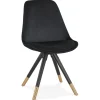 ALTEREGO Chaise design 'HAMILTON' en velours noir et pieds en bois noir Discount