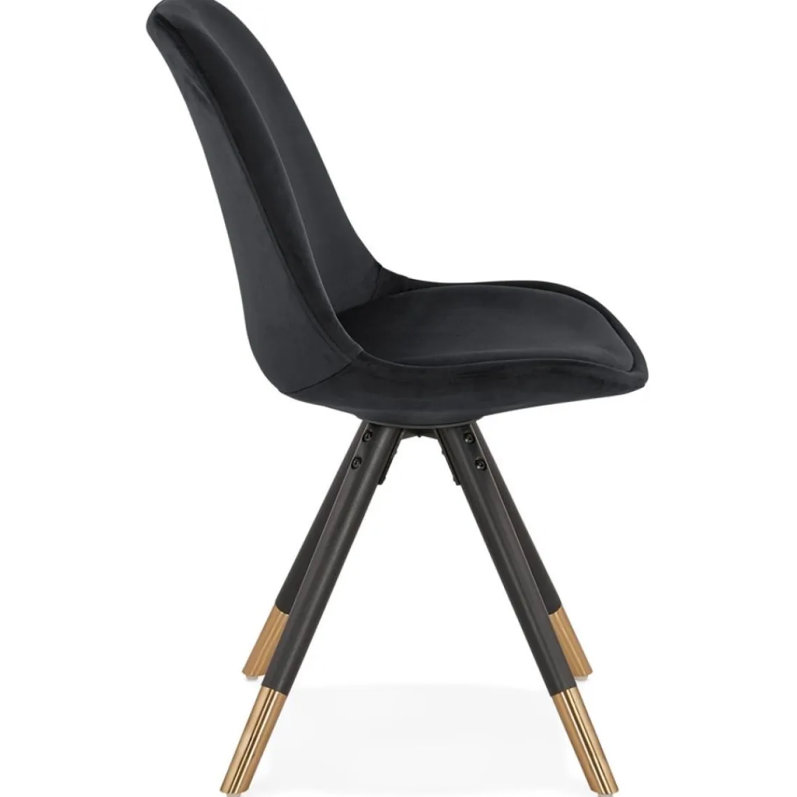 ALTEREGO Chaise design 'HAMILTON' en velours noir et pieds en bois noir Discount