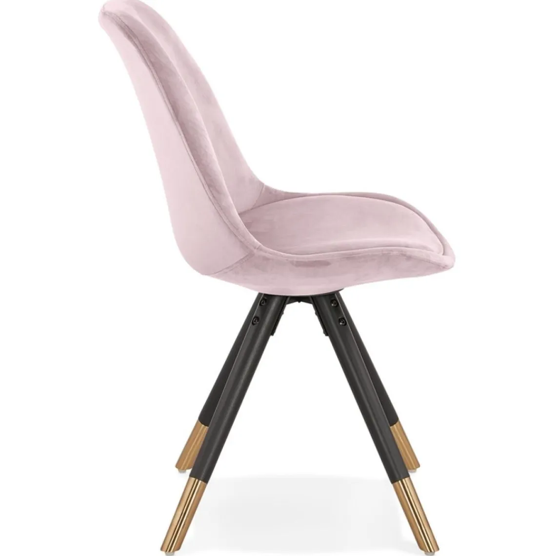 ALTEREGO Chaise design 'HAMILTON' en velours rose et pieds en bois noir New