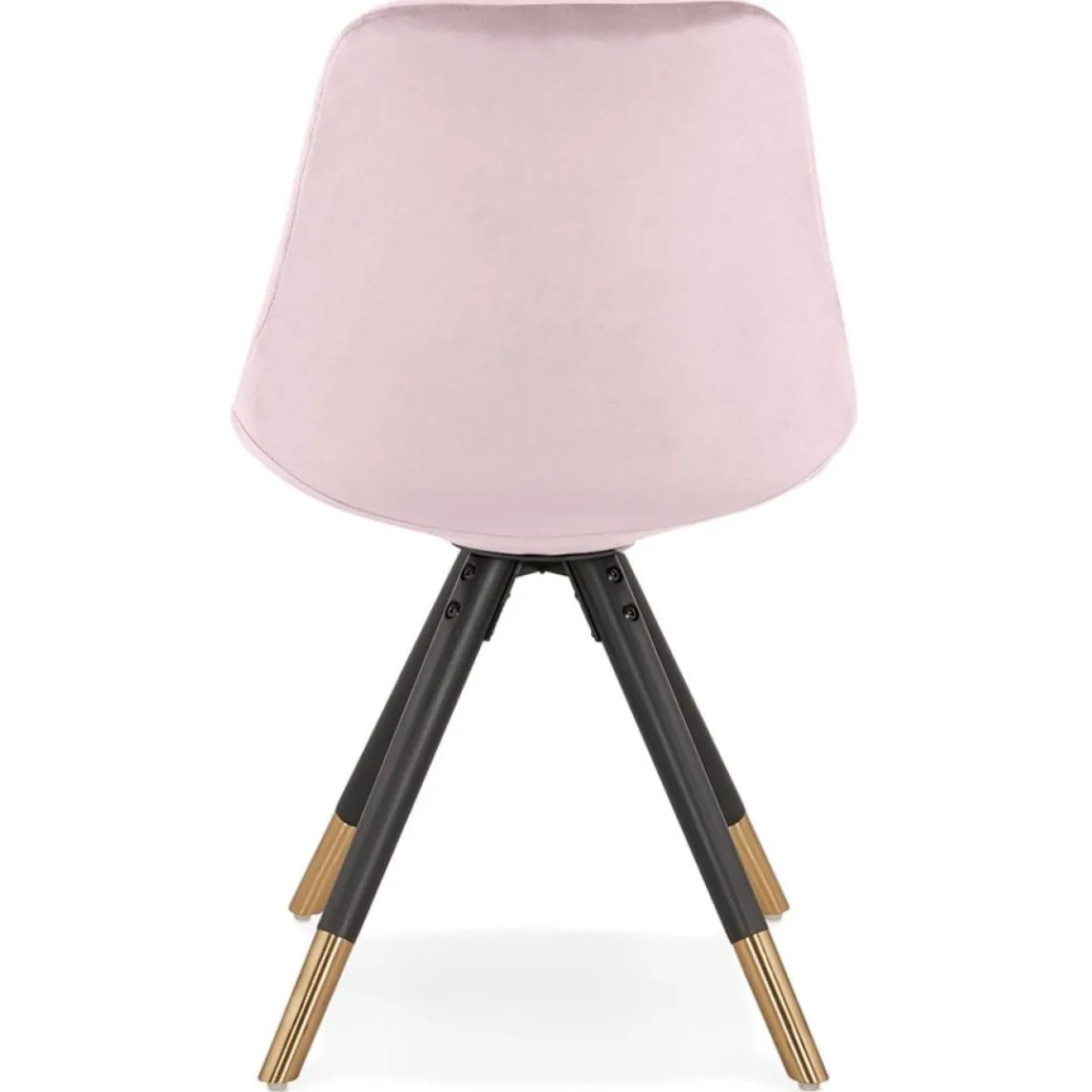 ALTEREGO Chaise design 'HAMILTON' en velours rose et pieds en bois noir New