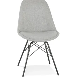 ALTEREGO Chaise design 'INDIA' en tissu gris et pieds en métal noir Online