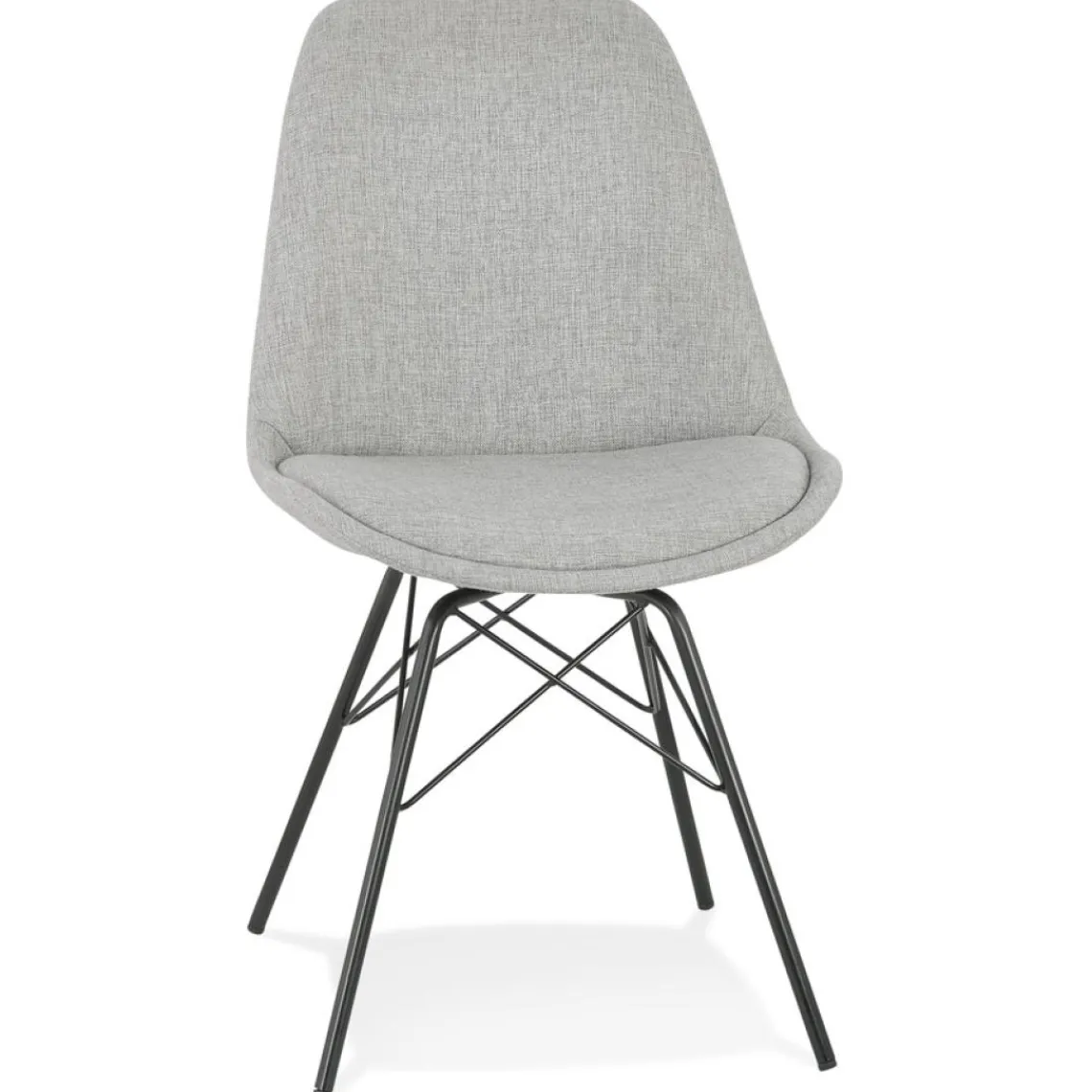 ALTEREGO Chaise design 'INDIA' en tissu gris et pieds en métal noir Online