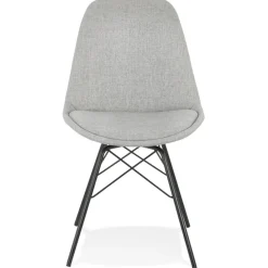 ALTEREGO Chaise design 'INDIA' en tissu gris et pieds en métal noir Online