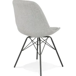 ALTEREGO Chaise design 'INDIA' en tissu gris et pieds en métal noir Online