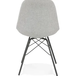 ALTEREGO Chaise design 'INDIA' en tissu gris et pieds en métal noir Online