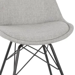 ALTEREGO Chaise design 'INDIA' en tissu gris et pieds en métal noir Online