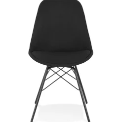 ALTEREGO Chaise design 'INDIA' en tissu noir et pieds en métal noir Online