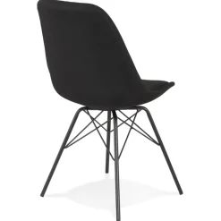 ALTEREGO Chaise design 'INDIA' en tissu noir et pieds en métal noir Online