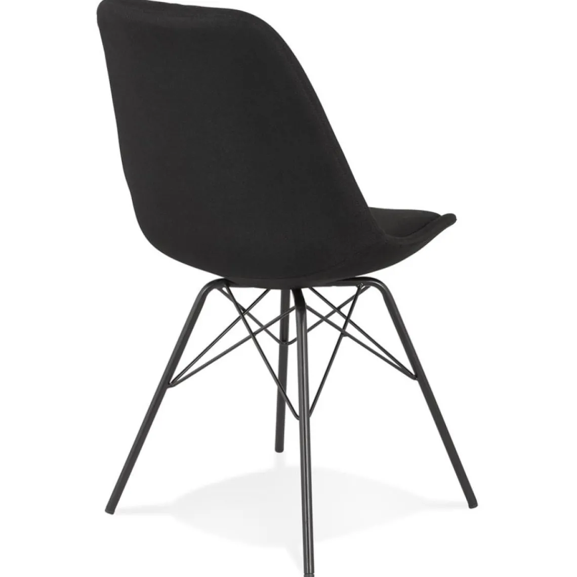 ALTEREGO Chaise design 'INDIA' en tissu noir et pieds en métal noir Online