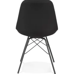 ALTEREGO Chaise design 'INDIA' en tissu noir et pieds en métal noir Online