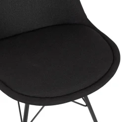 ALTEREGO Chaise design 'INDIA' en tissu noir et pieds en métal noir Online