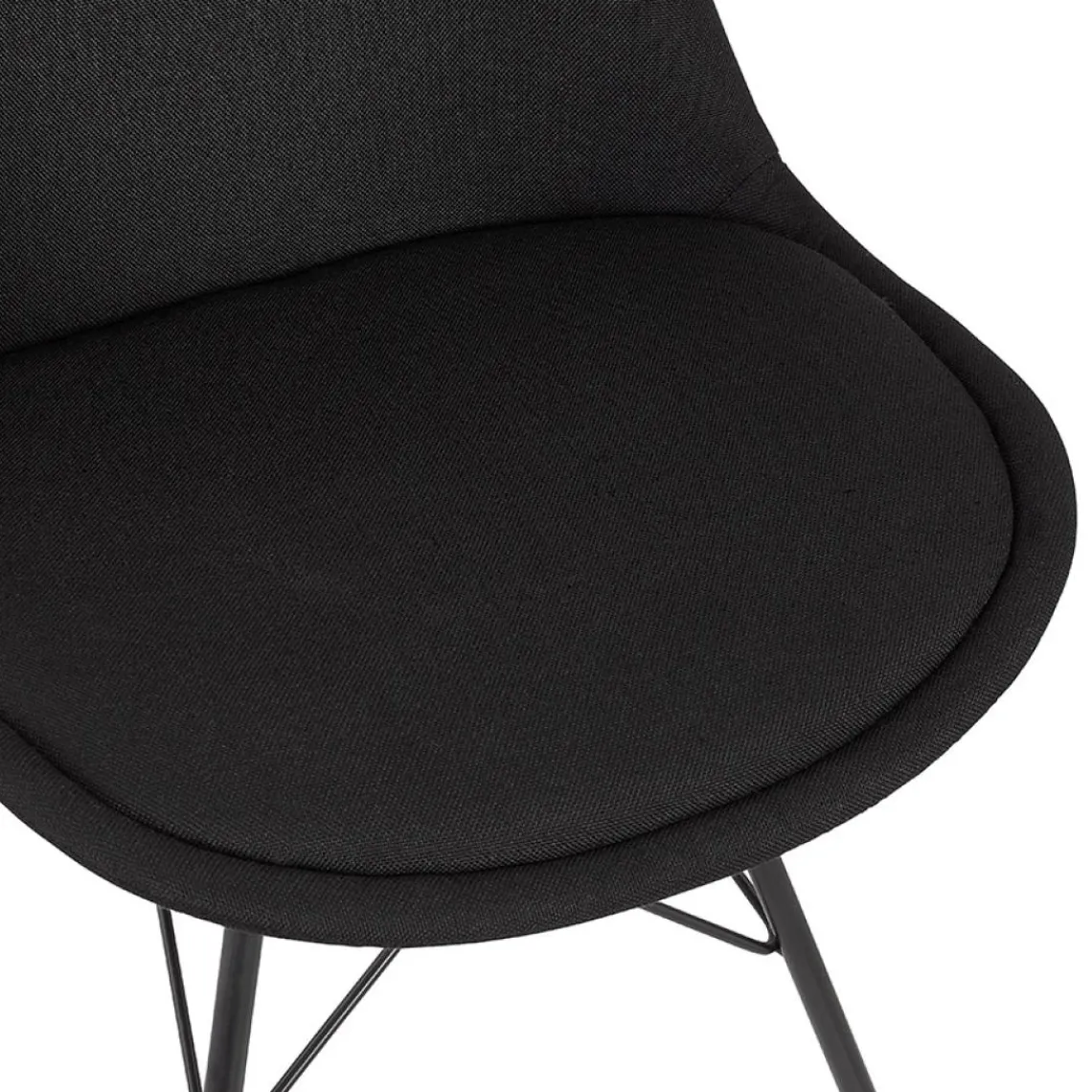 ALTEREGO Chaise design 'INDIA' en tissu noir et pieds en métal noir Online